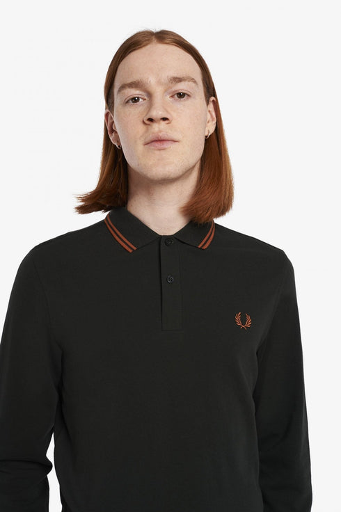 Polo Uomo M3636 manica lunga regular fit Verde nocciola FRED PERRY- Francavilla Moda